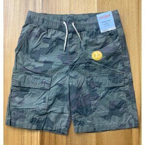 Cat & Jack Boys Camo Cargo Shorts Elastic Waistband Drawstring Pockets Large